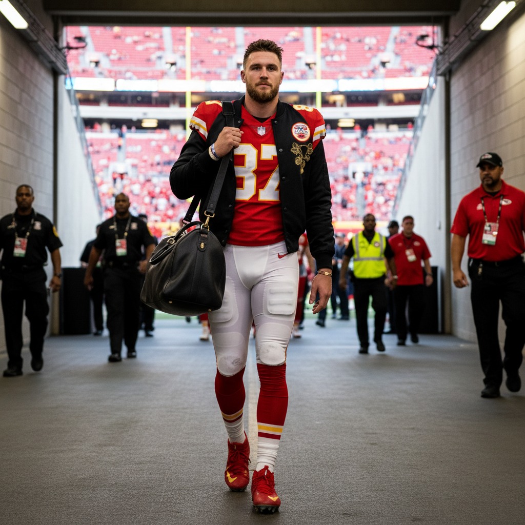 Travis Kelce heads to the field