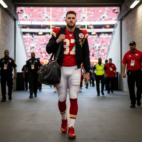 Travis Kelce heads to the field