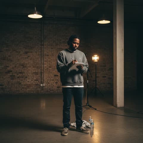 Kendrick Lamar in the studio
