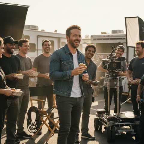 Ryan Reynolds on set