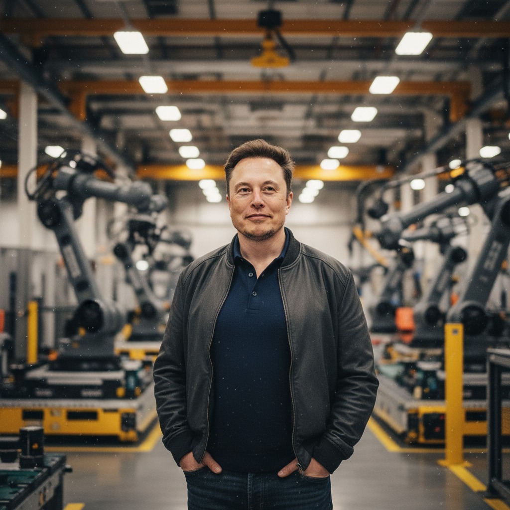 Elon Musk on the factory floor