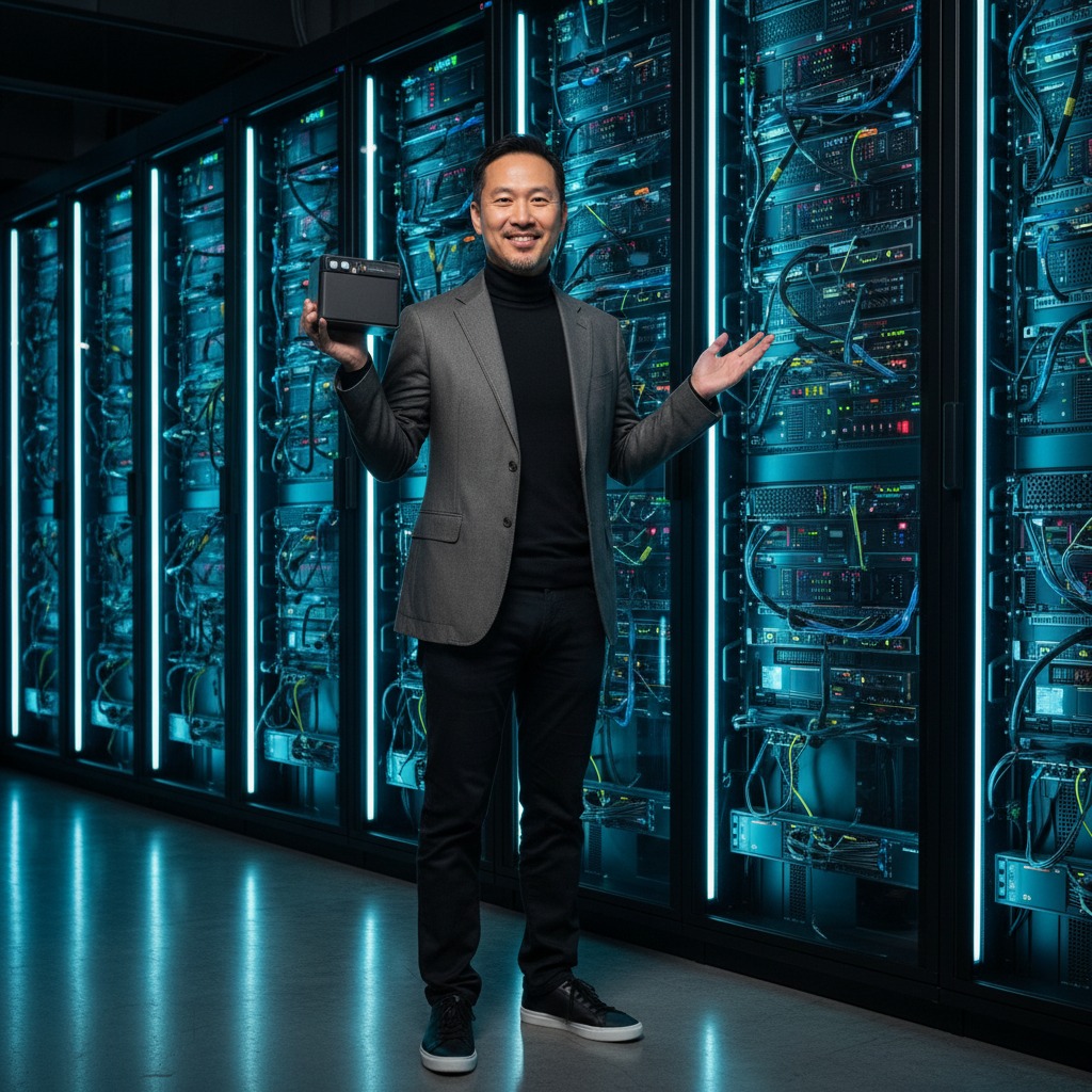Jensen Huang at the server racks