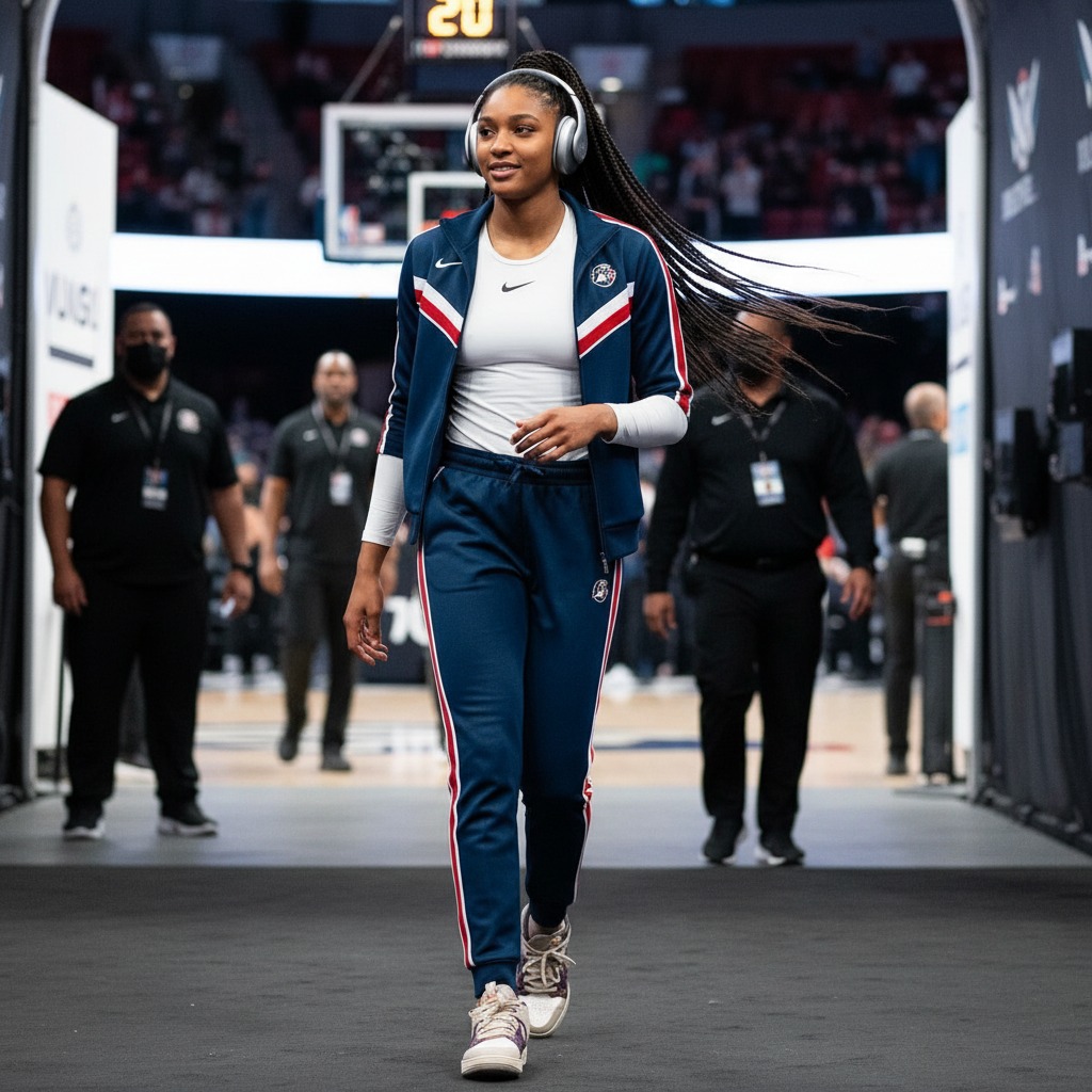 Angel Reese back in the tunnel