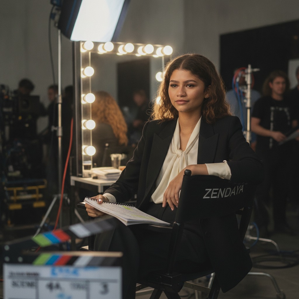 Zendaya on set