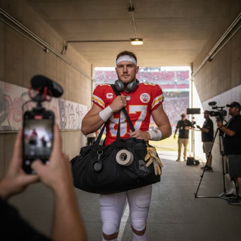Travis Kelce heads to the stadium