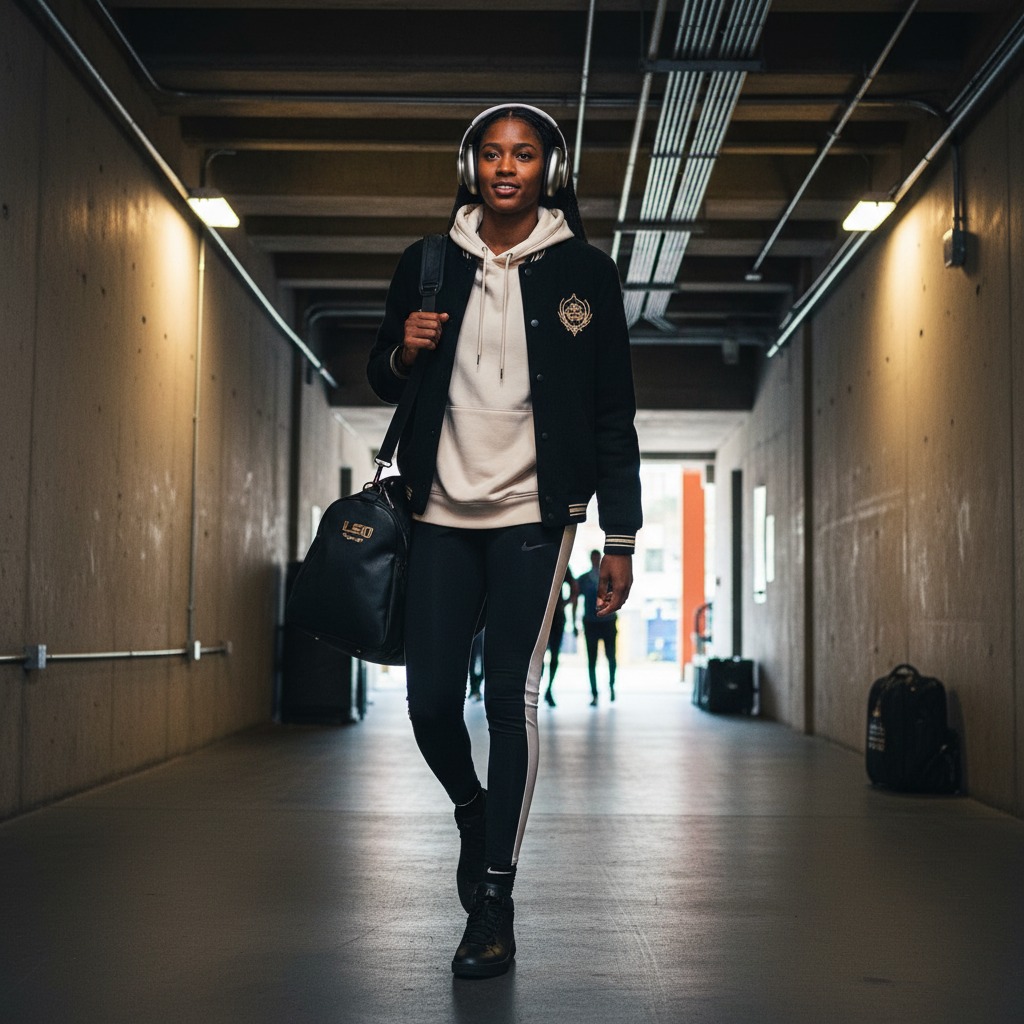 Angel Reese heads to the game