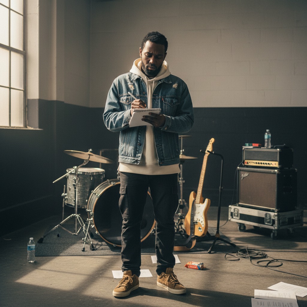 Kendrick Lamar in the studio