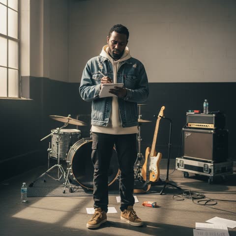 Kendrick Lamar in the studio