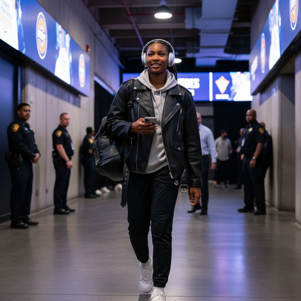 Angel Reese heads to the game