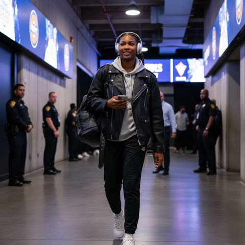 Angel Reese heads to the game