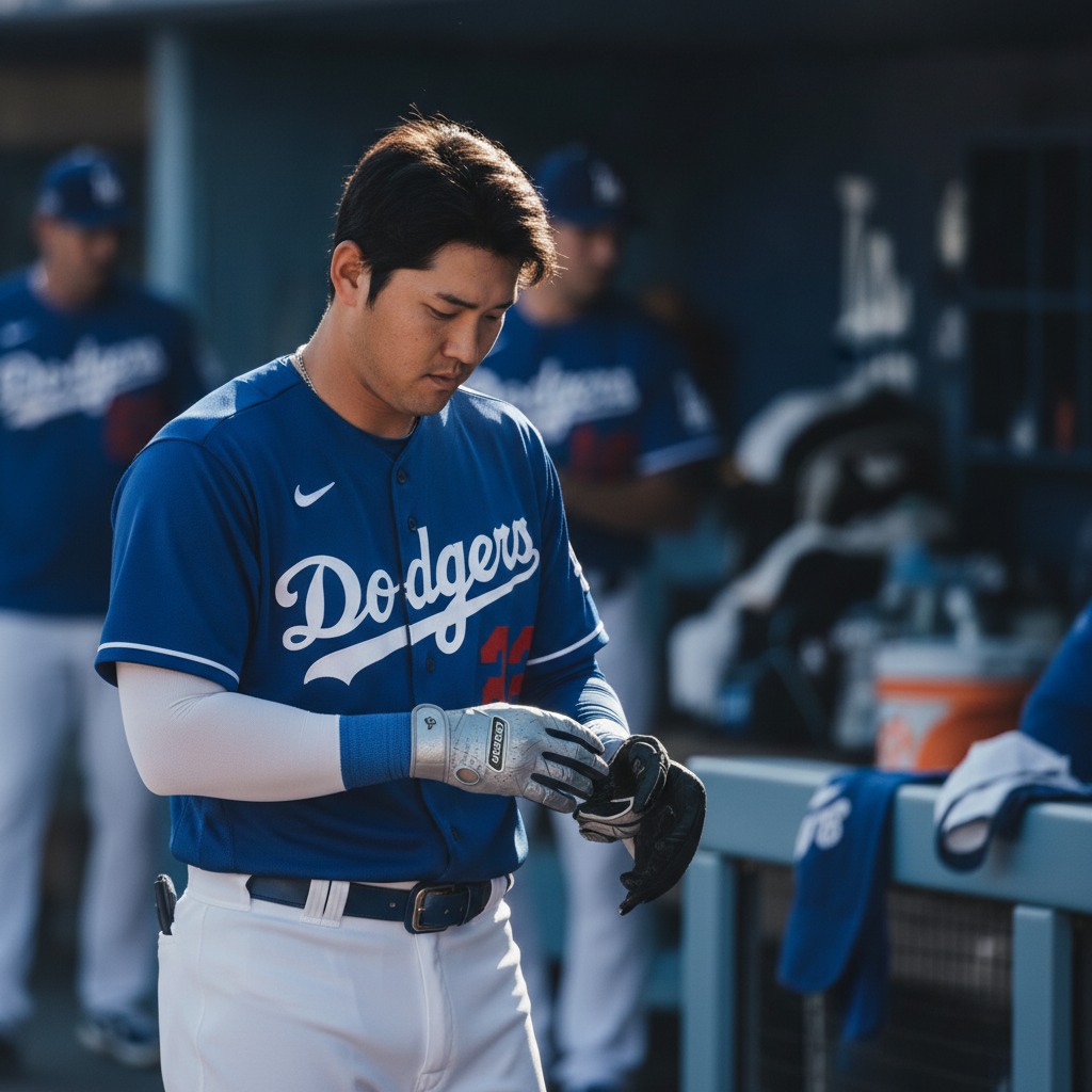 Shohei Ohtani getting ready