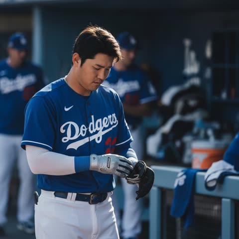 Shohei Ohtani getting ready