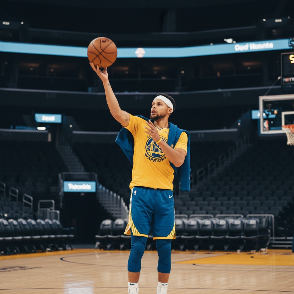 Steph Curry gets shots up