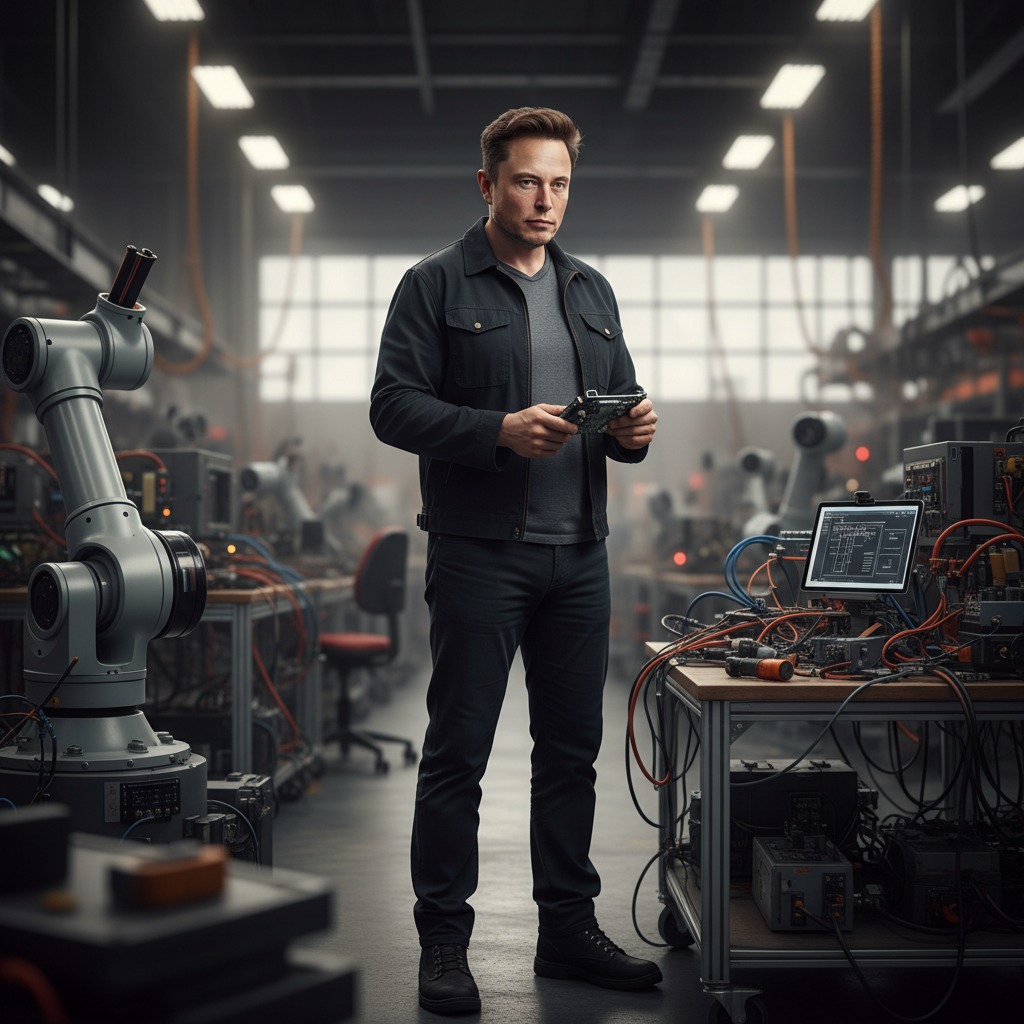 Elon Musk on the factory floor