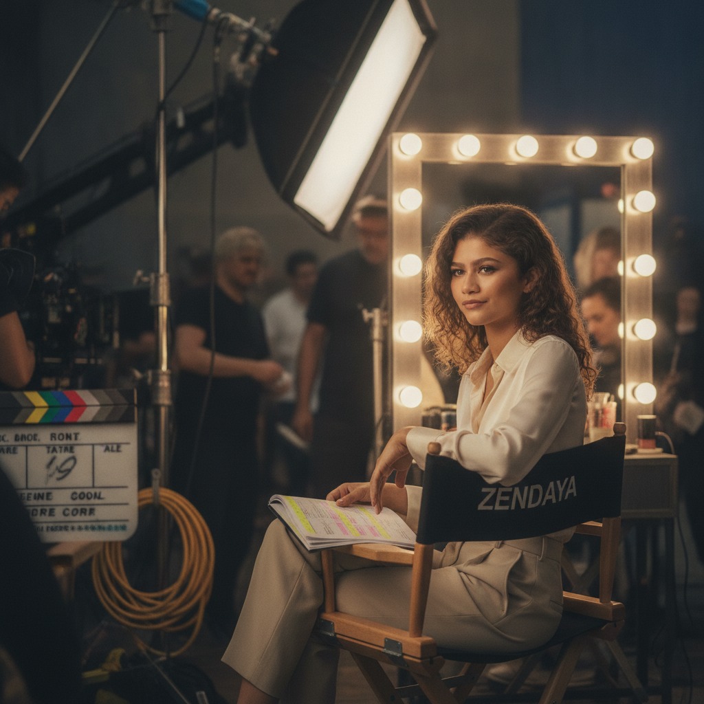 Zendaya on set right now