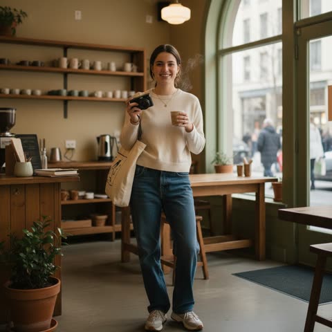 Emma Chamberlain's casual coffee shoot