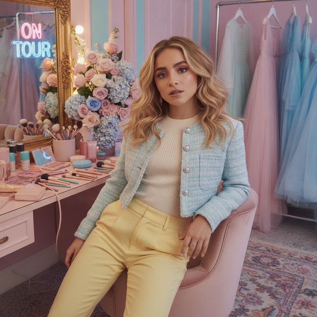 Sabrina Carpenter backstage before show