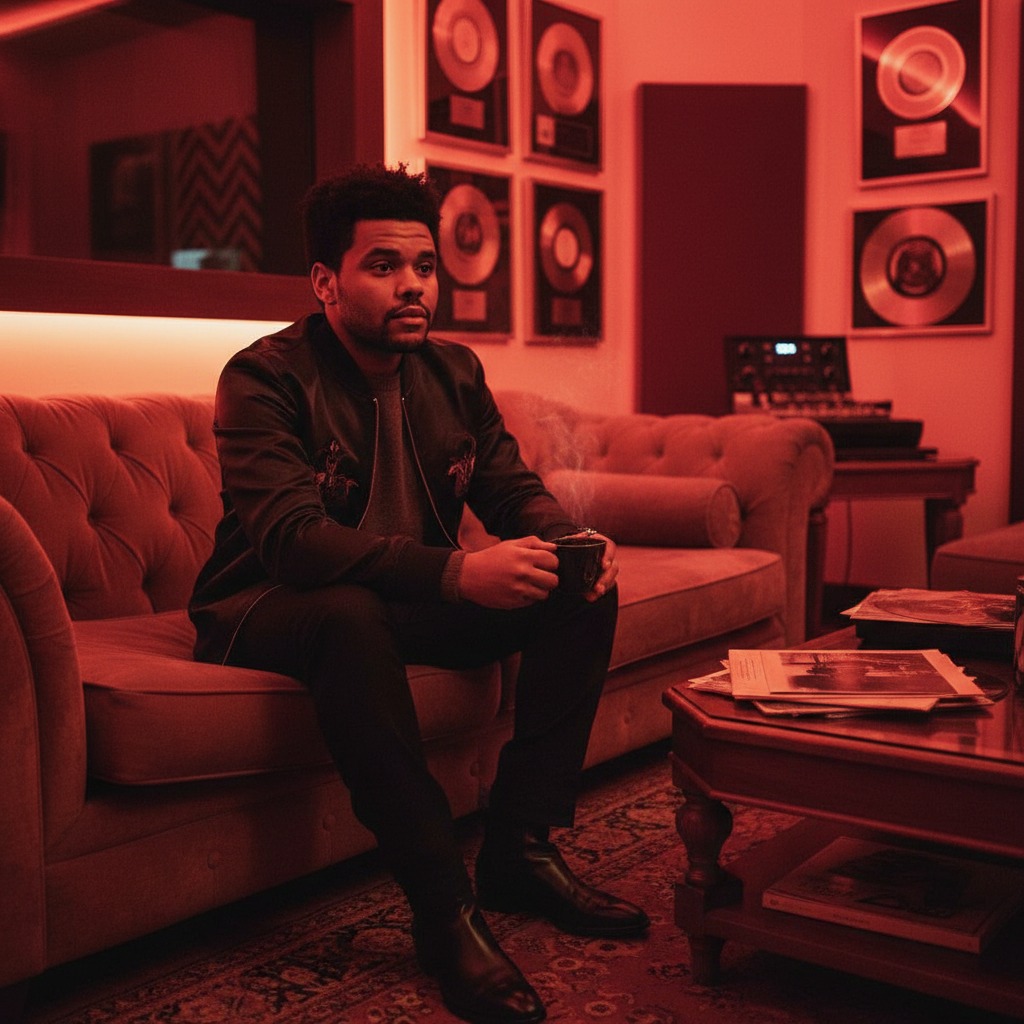 The Weeknd in the studio