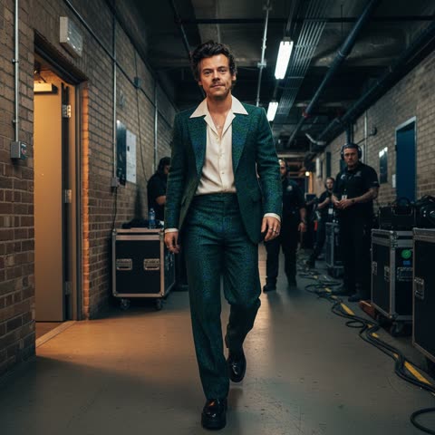 Harry Styles backstage before show