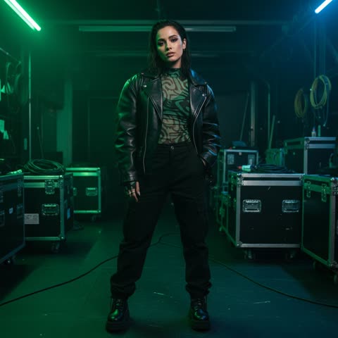 Charli XCX backstage green lights
