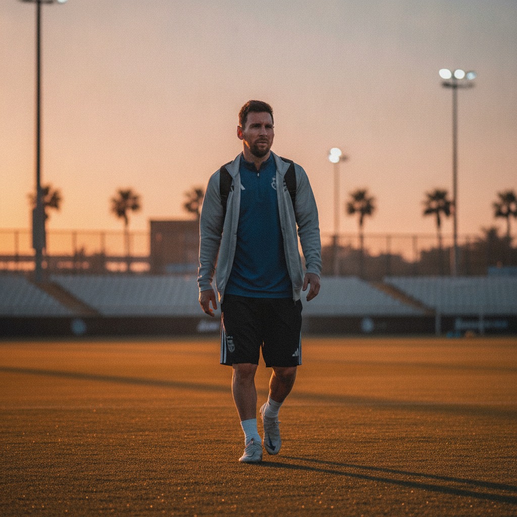 Messi walks the sunset pitch