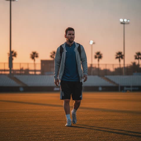 Messi walks the sunset pitch