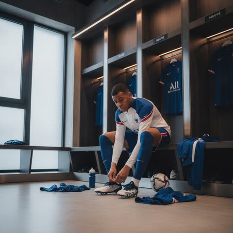 Kylian Mbappé preps for training