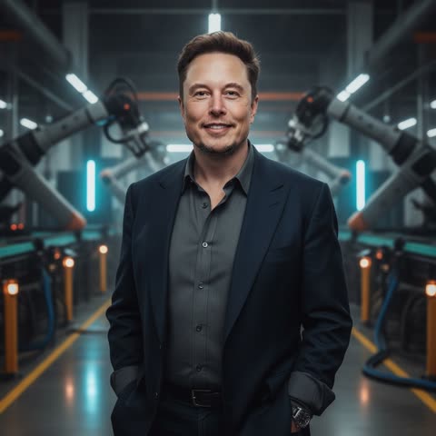 Elon Musk at the factory