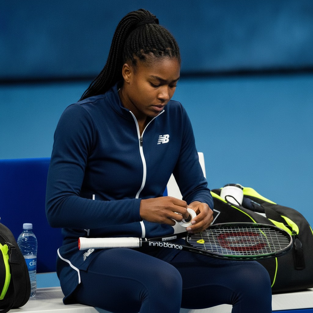 Coco Gauff gets ready for night match