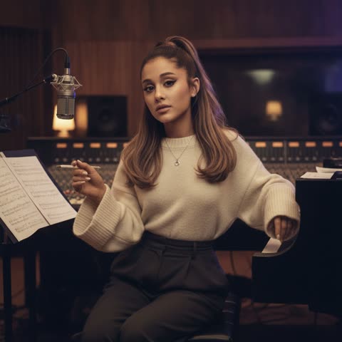 Ariana Grande in the studio