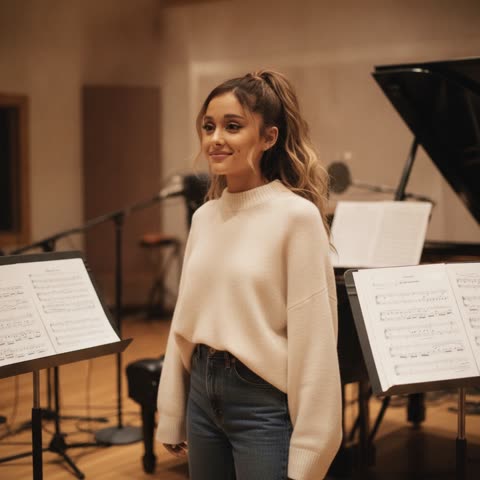 Ariana Grande in the studio