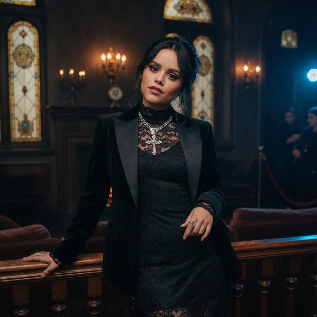 Jenna Ortega's gothic premiere look