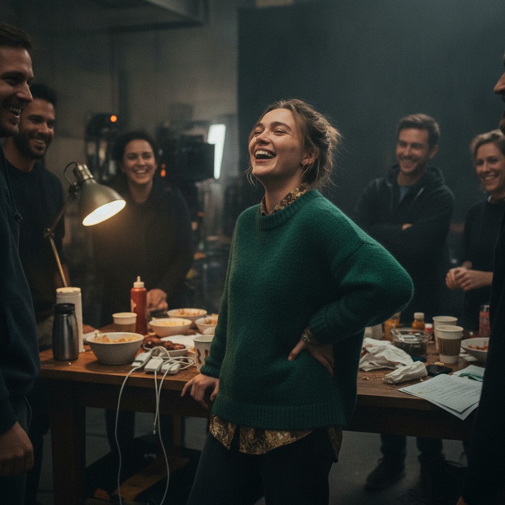 Florence Pugh on set