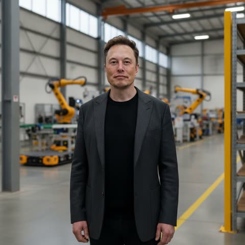 Elon Musk at the factory