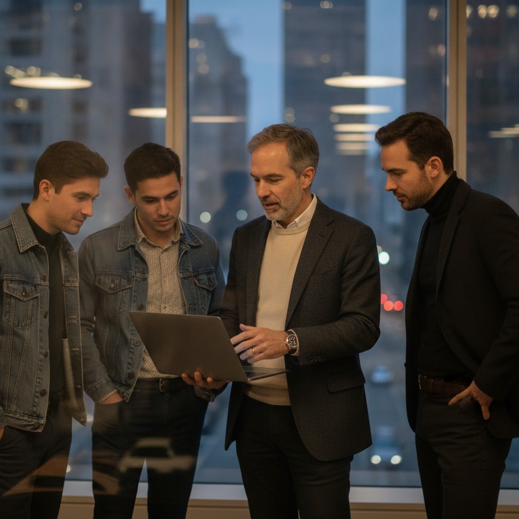 Sam Altman with his team