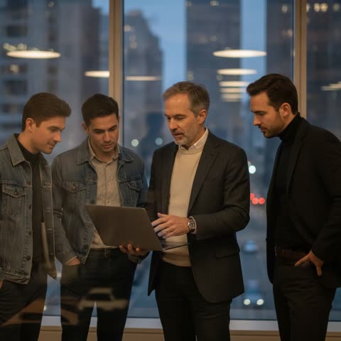 Sam Altman with his team