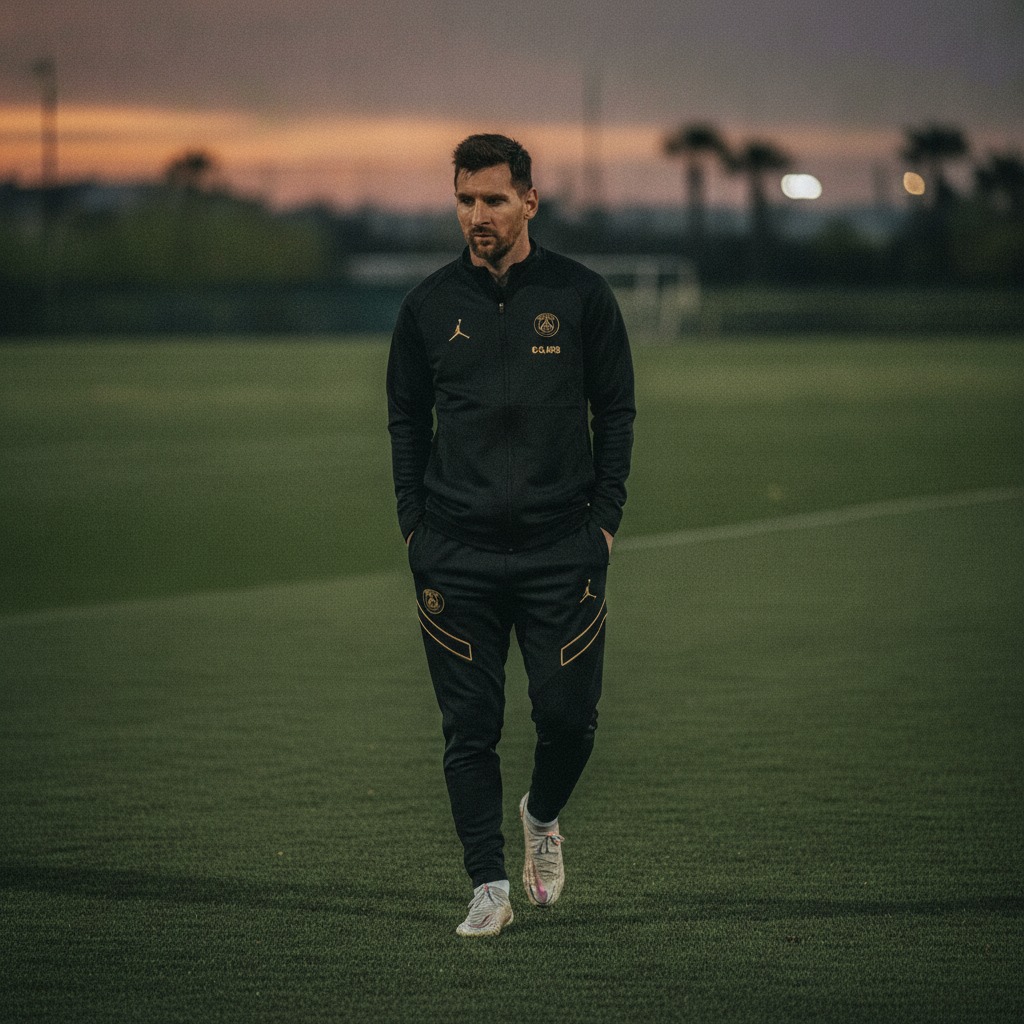 Messi on the sunset pitch