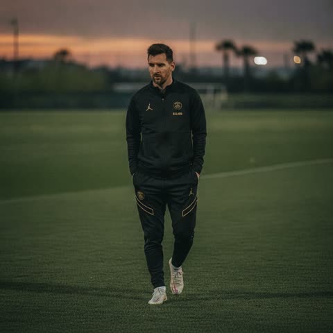 Messi on the sunset pitch