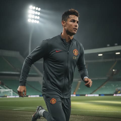 Cristiano Ronaldo training under lights