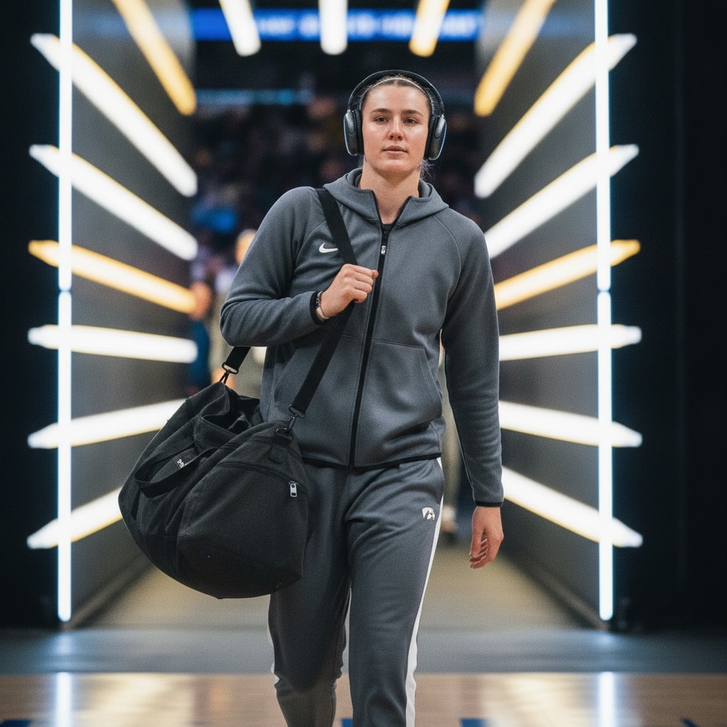 Caitlin Clark heads to the court