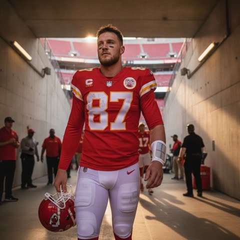 Travis Kelce heads to the field