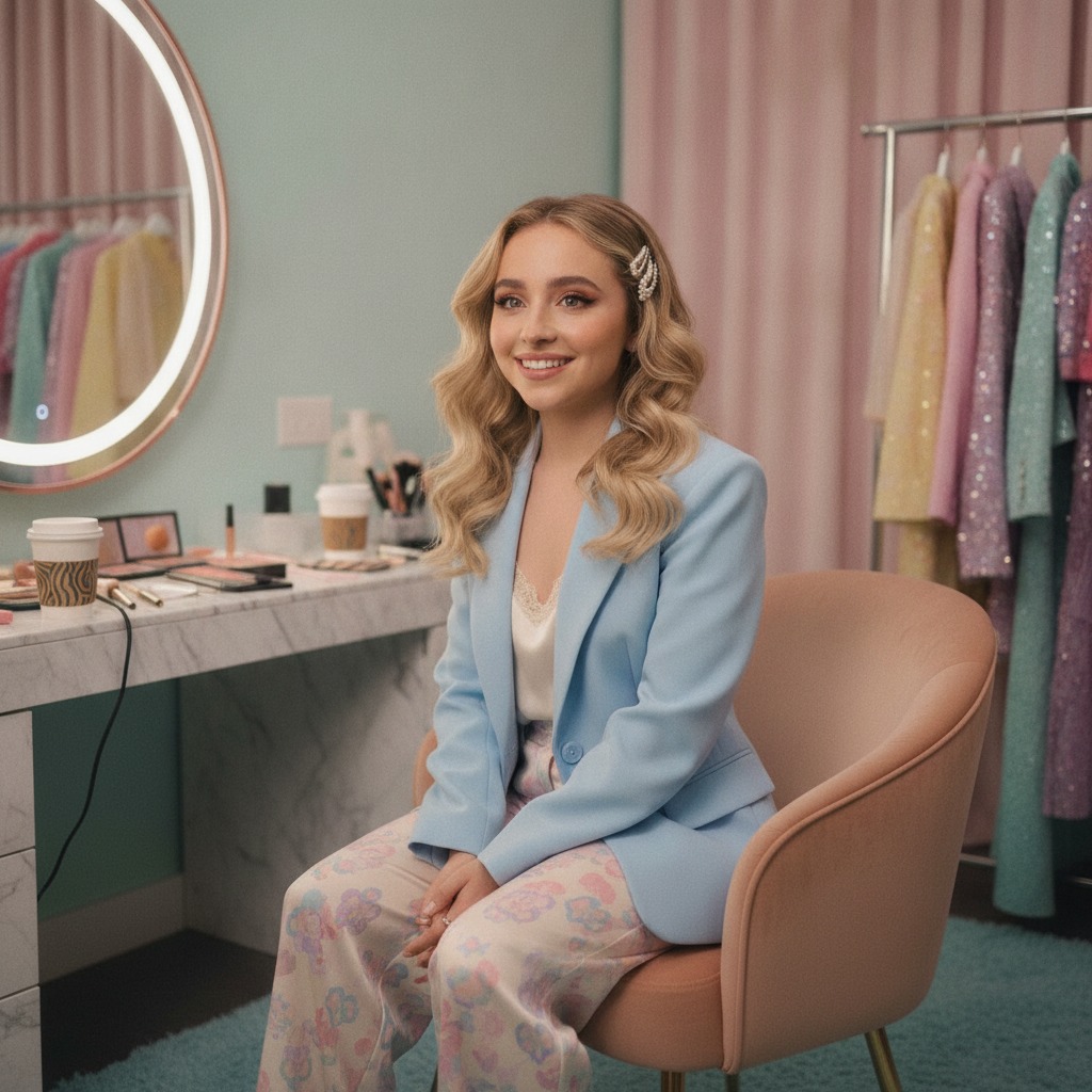 Sabrina Carpenter backstage before the show
