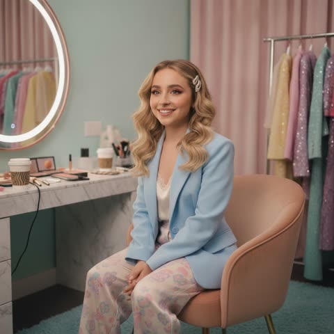 Sabrina Carpenter backstage before the show