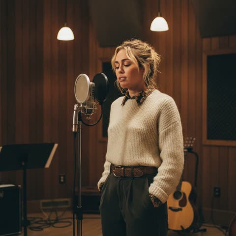 Miley Cyrus studio session