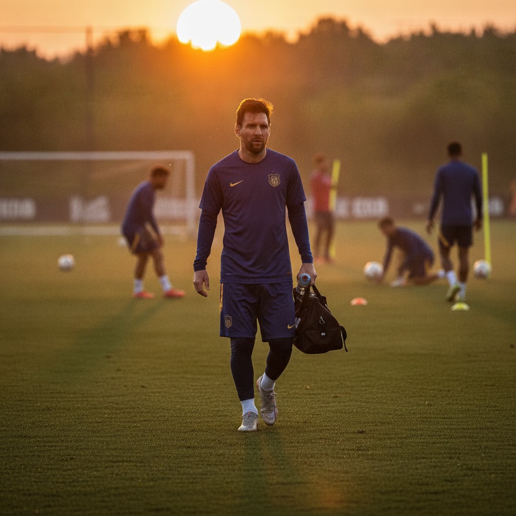 Messi walks the sunset pitch