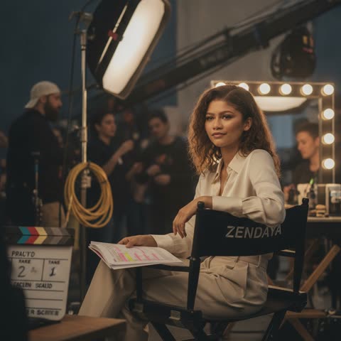Zendaya on set with Louis Vuitton